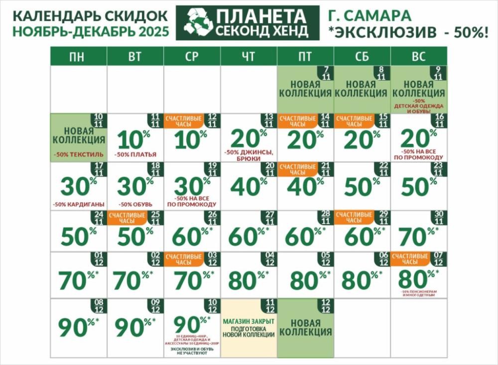 Календарь Акций г. Самара 